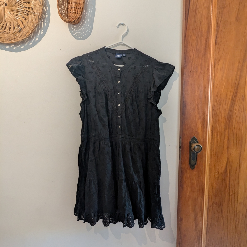 GAP Black Eyelet Mini Dress